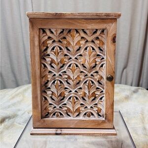 Carved Wooden Decorative Box For Jewelry or Keys